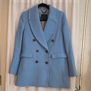 J Crew Light Blue Double-Breasted Pea Coat